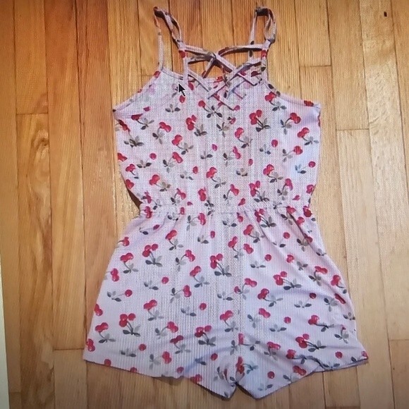 Romper: Pink with Cherries, Girl Size L - Picture 2 of 4